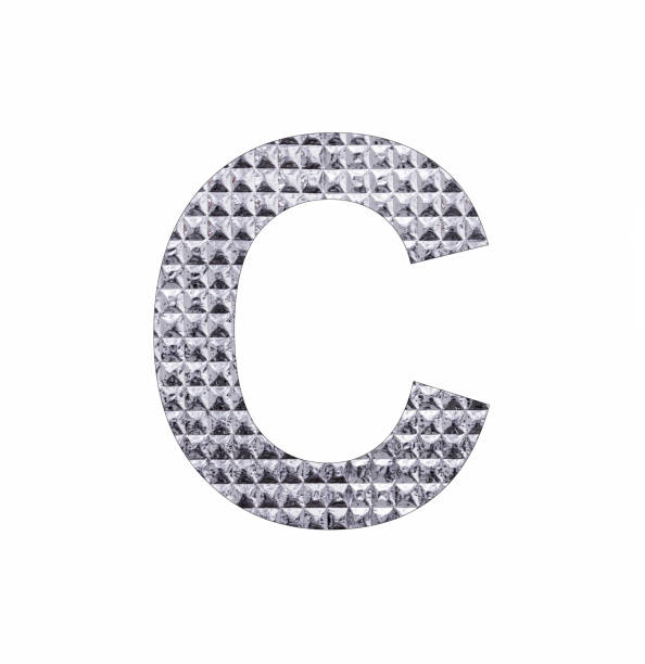 istock Alphabet letter C - Textured shiny silver paper 1447370327