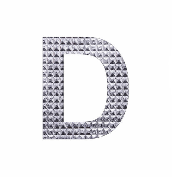 istock Alphabet letter D - Textured shiny silver paper 1447370335