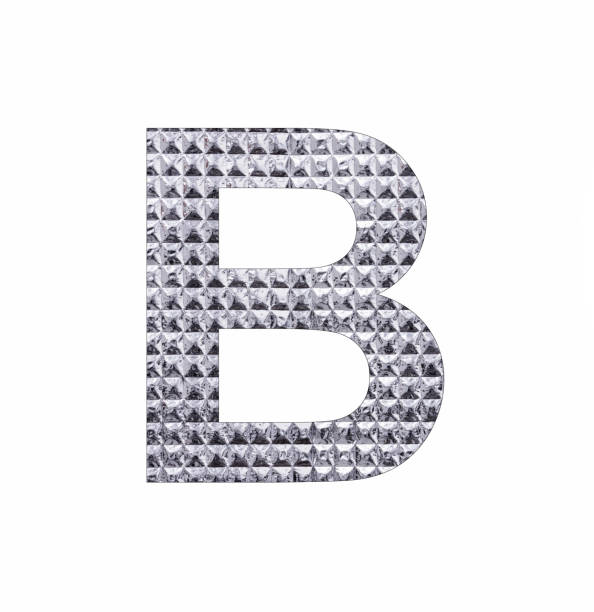 istock Alphabet letter B - Textured shiny silver paper 1447370350