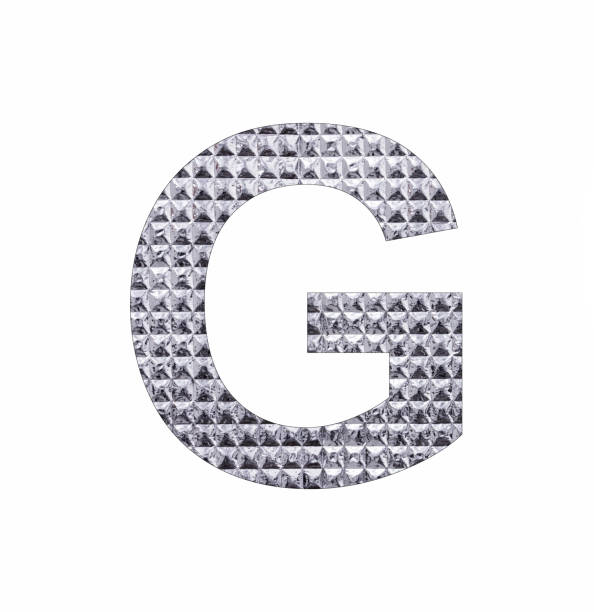 istock Alphabet letter G - Textured shiny silver paper 1447370423