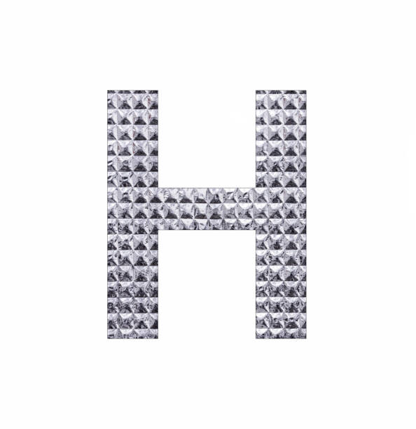 istock Alphabet letter H - Textured shiny silver paper 1447370442