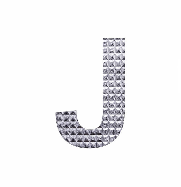 Alphabet Letter J Uppercase - Textured Shiny Silver Foil