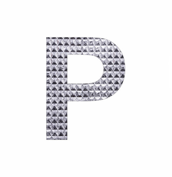 istock Alphabet letter P - Textured shiny silver paper 1447370516