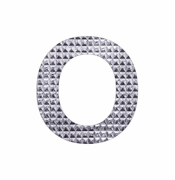 istock Alphabet letter O - Textured shiny silver paper 1447370526