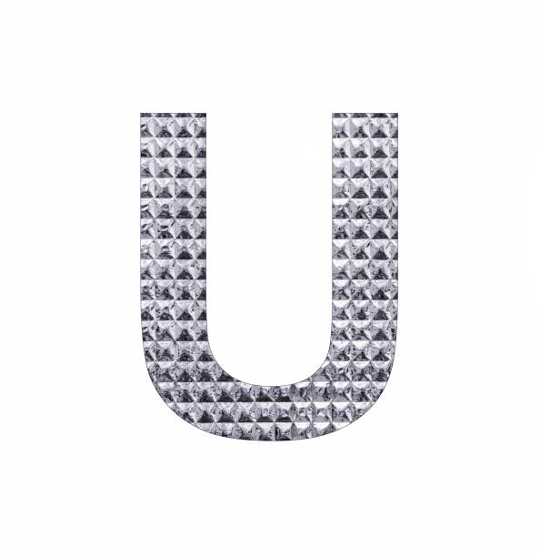 istock Alphabet letter U - Textured shiny silver paper 1447370556