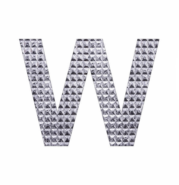 Alphabet Letter W Uppercase - Textured Shiny Silver Foil