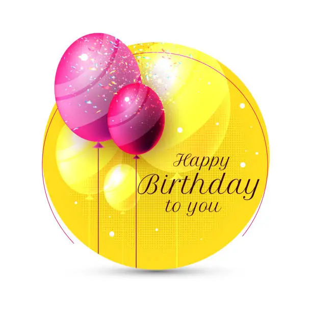 Vector illustration of Beautiful happy birthday card with balloons