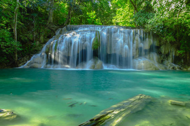 istock Erawan waterfall in national park. 1447372141