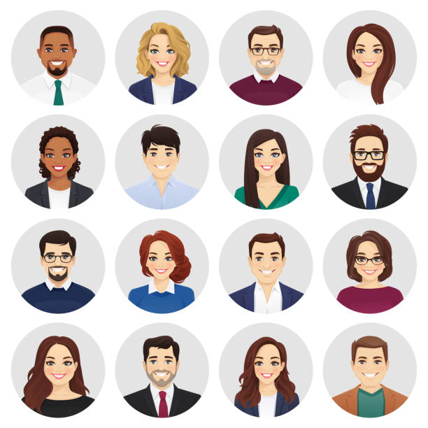 Business people avatar set Smiling diversity people in different business clothes avatar set. Men and women, male and female characters collection. Isolated vector illustration. avatar stock illustrations