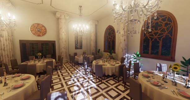 istock Realistic 3D Render of Restaurant Interior 1447377422