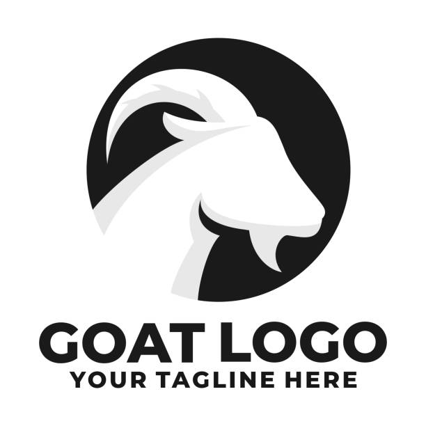 ilustrações, clipart, desenhos animados e ícones de cabra simples vetor de design de logotipo plano - goat animal black domestic animals