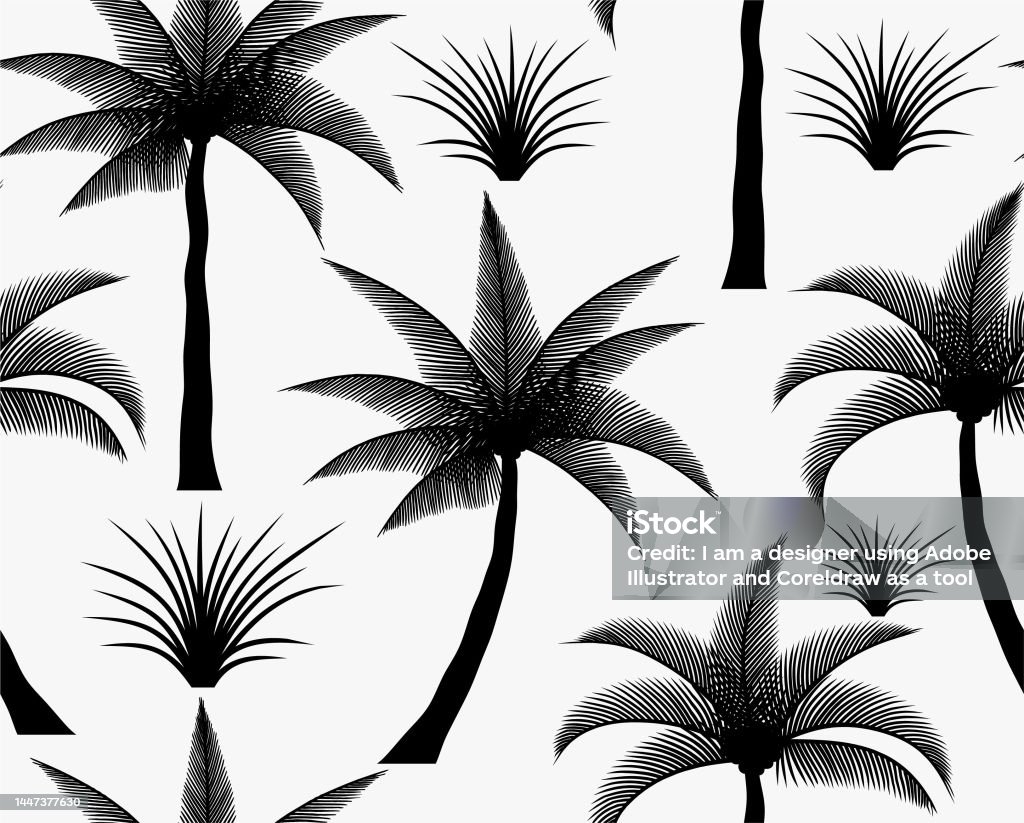 Coconut Tree Vector Pattern Seamless Pattern Background With Coconut Palm Trees Stock Illustration ...