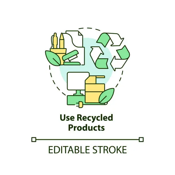 Vector illustration of Use recycled products concept icon