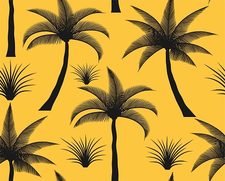 seamless pattern background with coconut palm trees