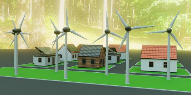istock Realistic 3D Render of Sustainable Village 1447377966