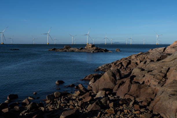 istock Wind power station on the shore rock 1447379539