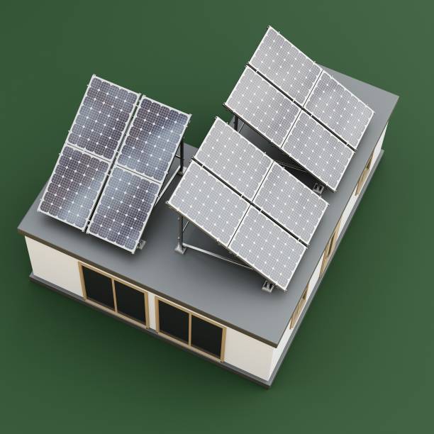 istock Realistic 3D Render of Solar House 1447384954