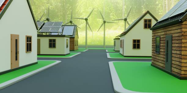 istock Realistic 3D Render of Sustainable Village 1447384963