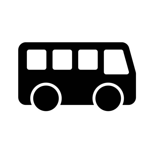illustrations, cliparts, dessins animés et icônes de icône de silhouette de bus. entraîneur. vecteur. - car traffic road road sign