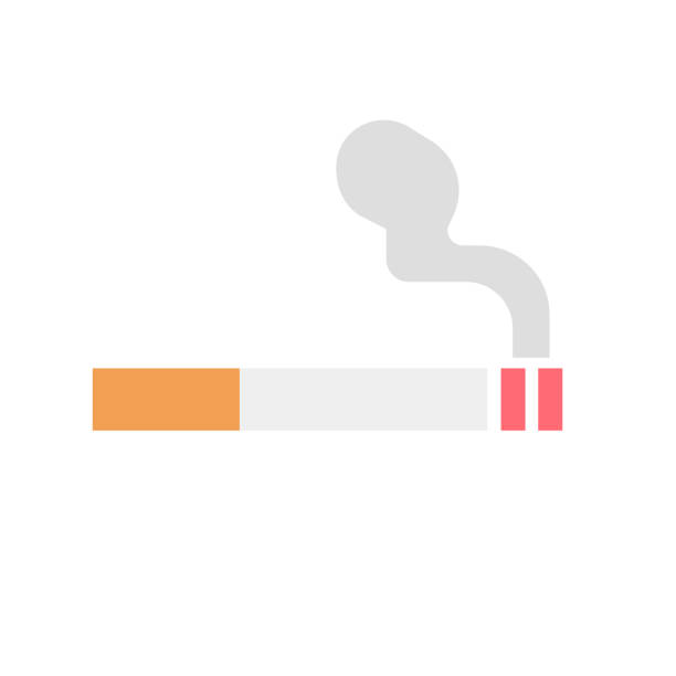 Burning tobacco icon. Smoking. Cigarette and smoke. Vector. Burning tobacco icon. Smoking. Cigarette and smoke. Editable vector. chewing tobacco stock illustrations