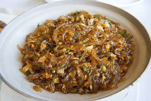 A delicious Chinese dish, fried sweet potato noodles