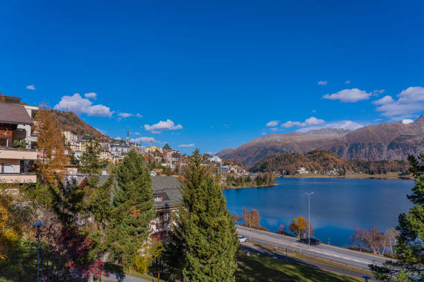 istock St. Moritz with Lake St. Moritz in autumn colours in Engadine, 1447394537