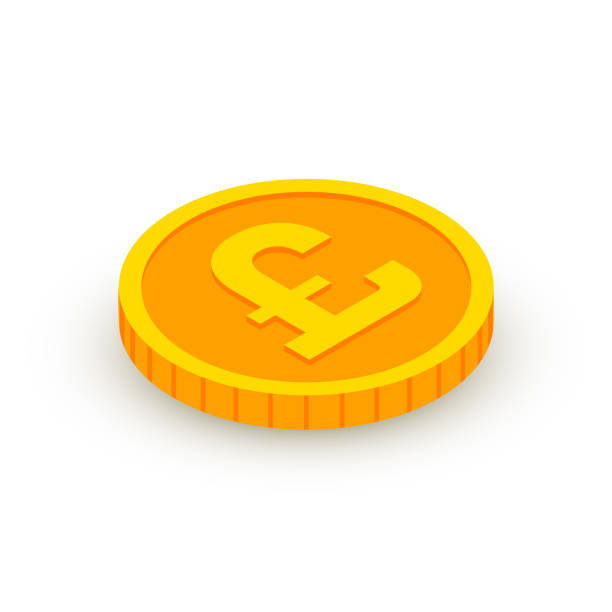 Isometric gold coin icon with pound sign. Vector 3d pound sterling cash, currency of United Kingdom, Game coin, English banking money symbol for web, apps. British pound currency icon Isometric gold coin icon with pound sign. Vector 3d pound sterling cash, currency of United Kingdom, Game coin, English banking money symbol for web, apps. British pound currency icon. one pound coin stock illustrations