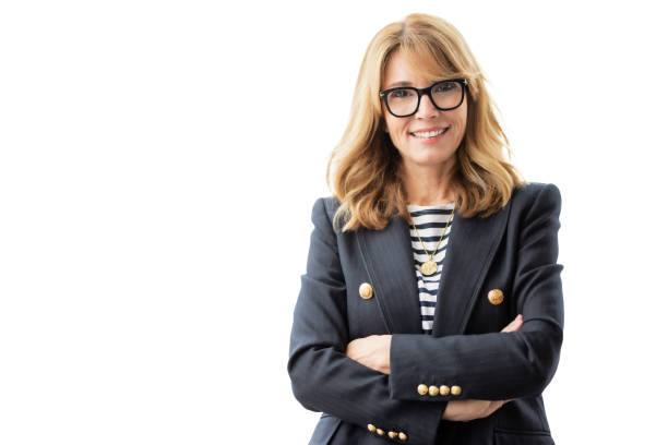 confident caucasian businesswoman against white background - white bakcground imagens e fotografias de stock