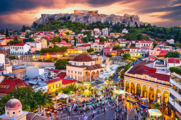 istock Athens, Greece -  Monastiraki Square and Acropolis sunset view 1447400507