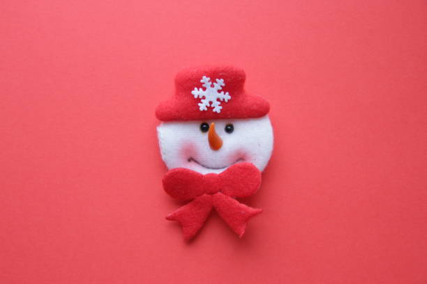 Snowman toy. Art Christmas greeting card.
