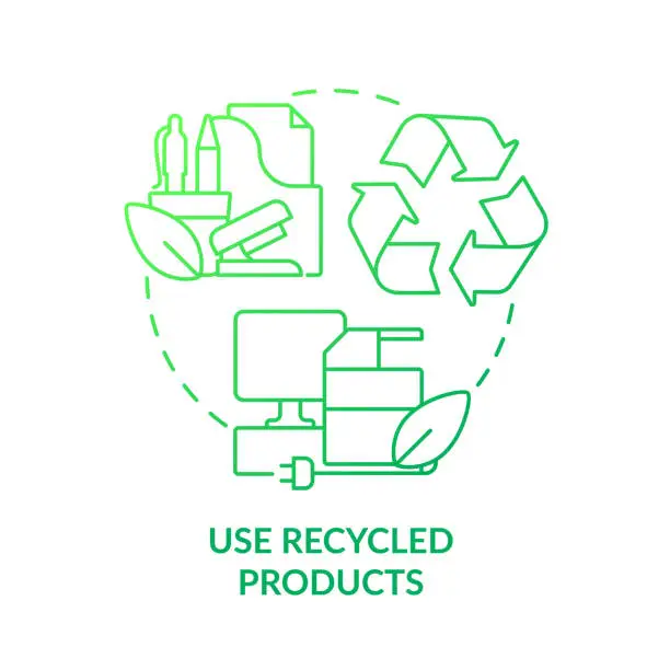 Vector illustration of Use recycled products green gradient concept icon