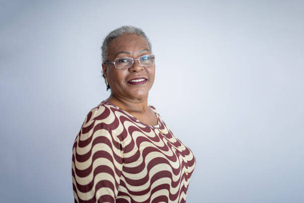 istock Senior woman portrait in photo studio 1447408339