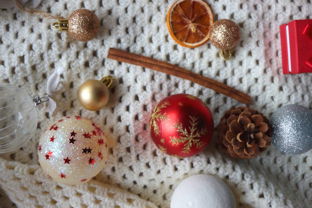 istock Christmas Ornaments and White Blanket 1447412432