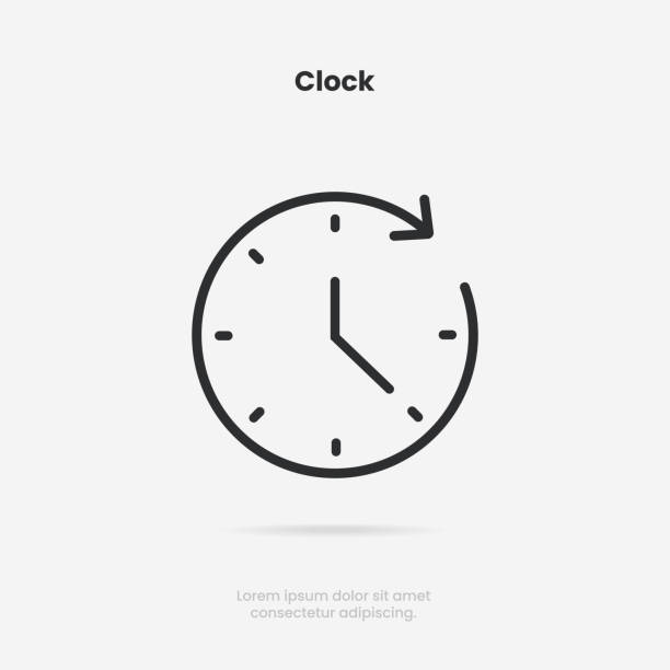 ilustraciones, imágenes clip art, dibujos animados e iconos de stock de icono de hora y reloj 3d. icono de reloj en estilo plano y de línea de moda aislado en el fondo. iconos para fecha, hora, era, duración, período, span, hora, minuto, reloj, temporizador, cronometrador. - stopwatch symbol computer icon watch