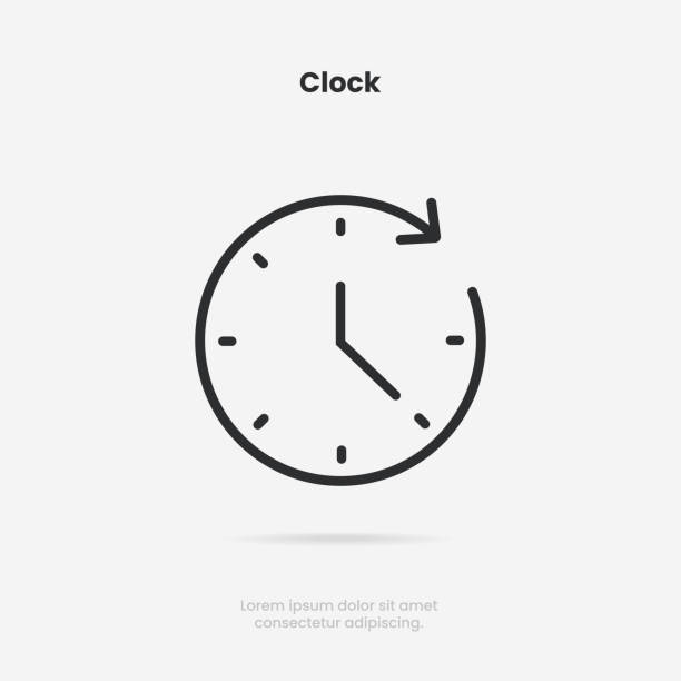 3d 시간 및 시계 아이콘입니다. 배경에 격리된 트렌디한 평면과 선 스타일의 시계 아이콘. 날짜, 시간, 시대, 기간, 기간, 범위, 시간, 분, 시계, 타이머, 시간 기록원에 대한 아이콘입니다. - 벽 시계 stock illustrations