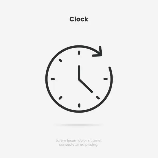 Vector illustration of 3d time and clock icon. Clock icon in trendy flat and line style isolated on background. Icons for date, time, era, duration, period, span, hour, minute, watch, timer, time keeper.