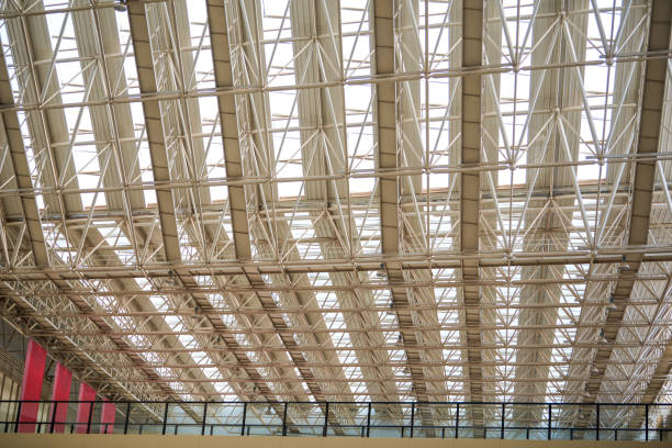istock Steel structure dome ceiling in the interior of a large building 1447414521