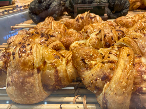 istock Close up Croissant on store display 1447414955