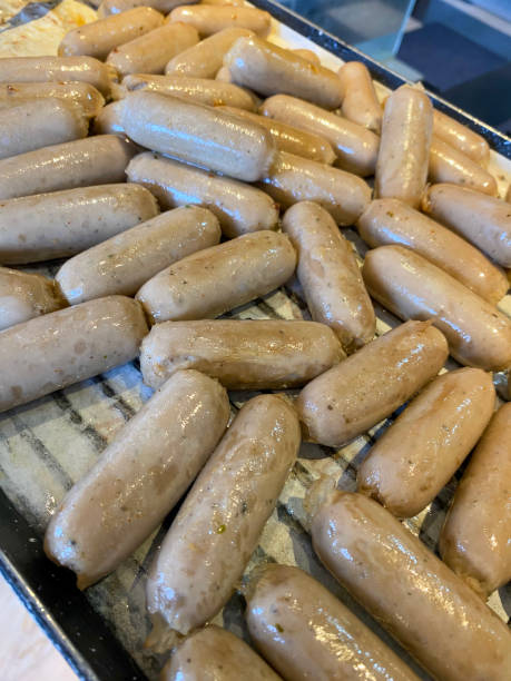 istock Full frame chicken sausage at restaurant 1447415738