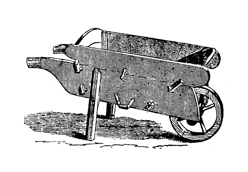 Antique engraving illustration: Wheelbarrow
