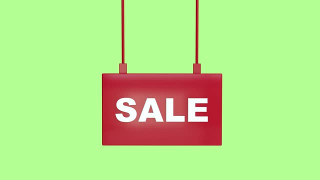 Hanging Swinging Sign Animation, Sale Concept