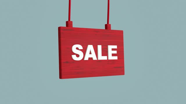 Hanging Swinging Sign Animation, Sale Concept