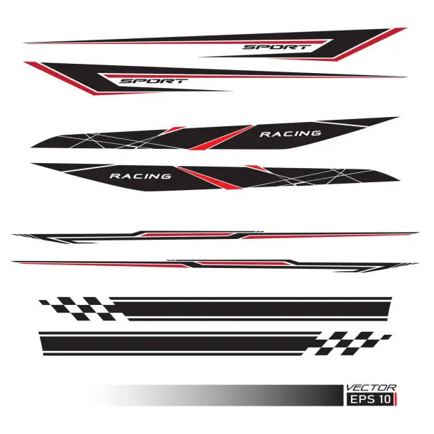 Vector illustration of Side car body vector stripes decal. Vehicle vector Decal Stripes for the both parts V2_20221207