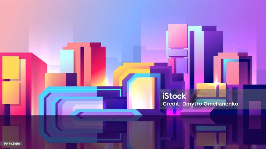 Gradient Building Design Colorful Gradient Abstract Skyscrapers Stock Illustration - Download ...