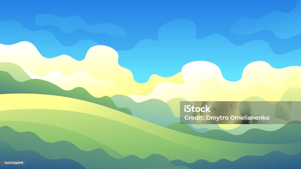 Morning Rural Vector Horizontal Rural Morning Landscape Stock Illustration - Download Image ...