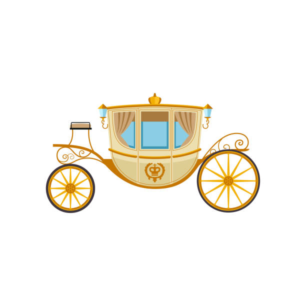 istock Gold vintage cart for queen or king vector illustration 1447441425