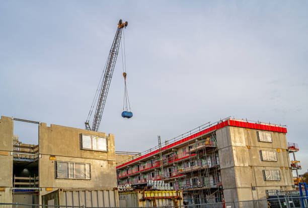 istock Construction of a prefab apartment buiding in the Netherlands 1447445153
