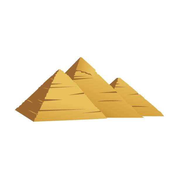 Ancient Egyptian pyramids, culture cartoon illustration. Vector sphinxes, pharaoh, gold elements isolated on white Ancient Egyptian pyramids, culture cartoon illustration. Vector sphinxes, pharaoh, gold elements isolated on white gods eye on white stock illustrations