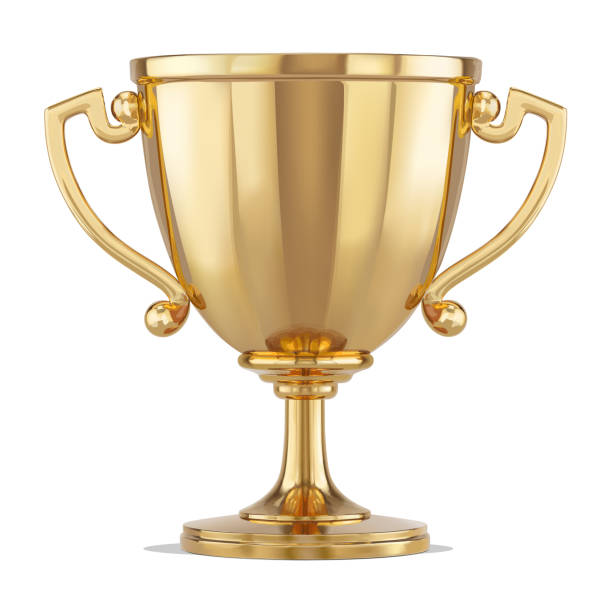 ilustrações de stock, clip art, desenhos animados e ícones de 3d golden trophy cup isolated on white background. vector illustration. - trophy soccer sport success