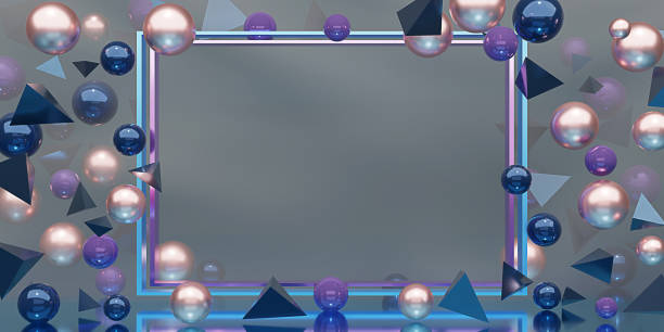 istock Text and smog frame background Elegant Text box surrounded by beads and glass balls 3d illustration 1447447324